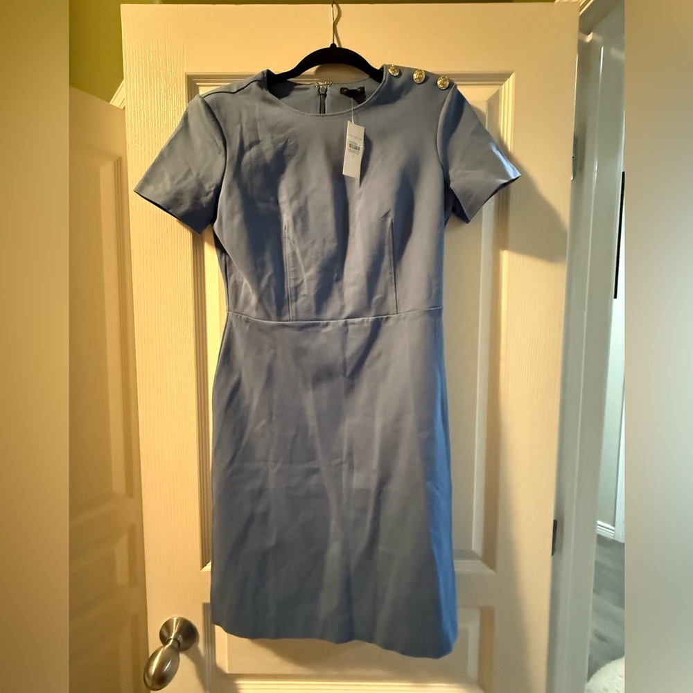 Ann Taylor Light Blue Midi Dress with Button Detail